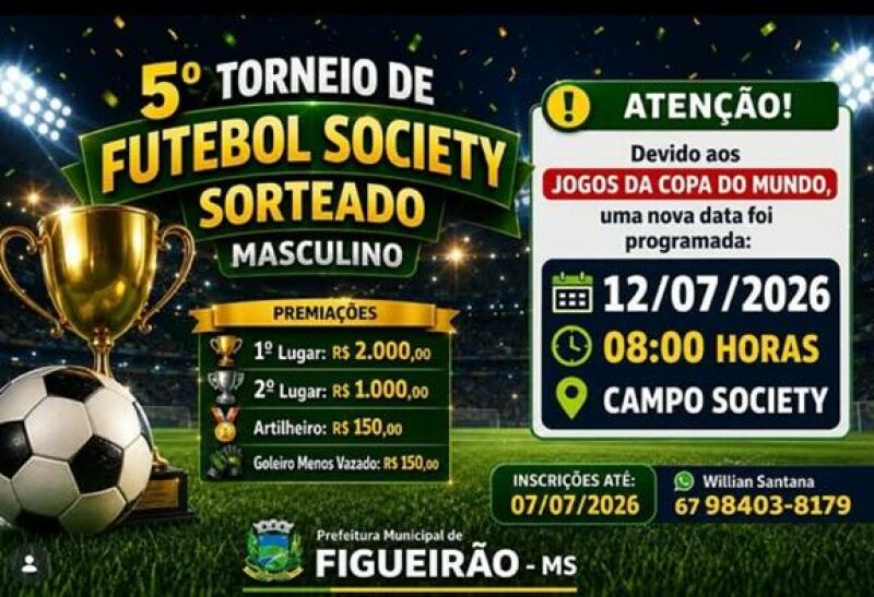 Imagem ilustrativa da matéria Figueirão adia Torneio de Futebol Society por causa da Copa do Mundo; veja a nova data